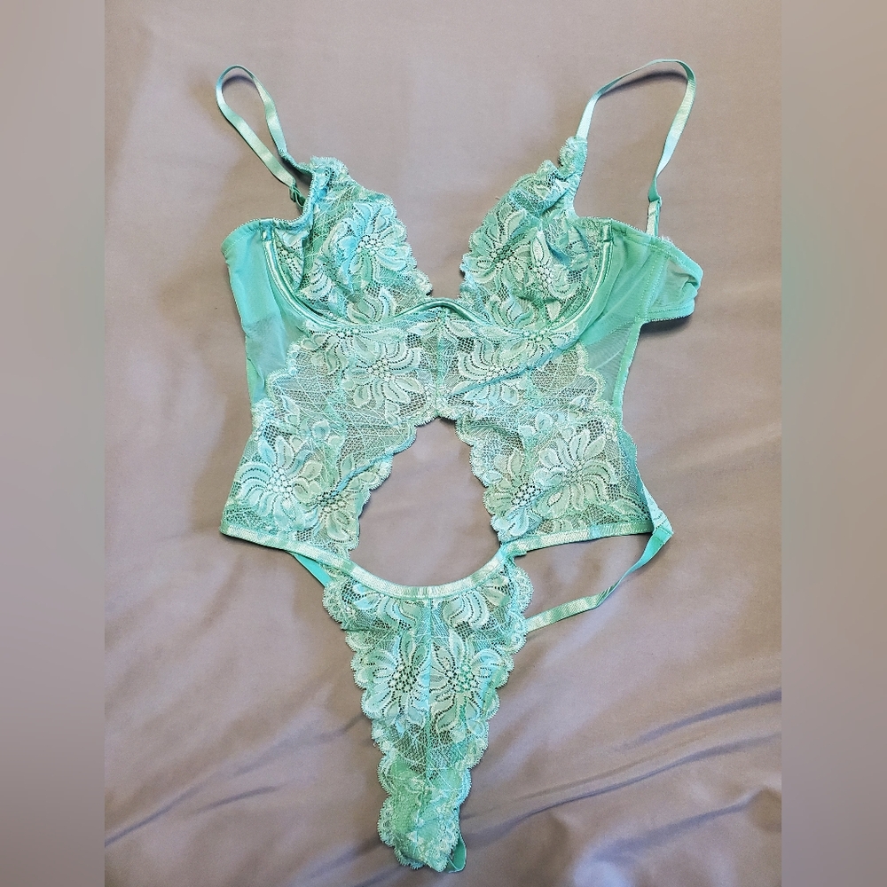 Frederick's of Hollywood Mint Lace Bodysuit